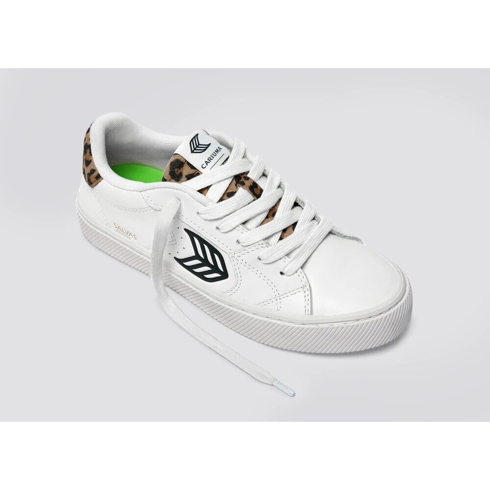 Cariuma Salvas Sneakers Women's US 6.5 White Leopard Print Leather Shoes HAWK507